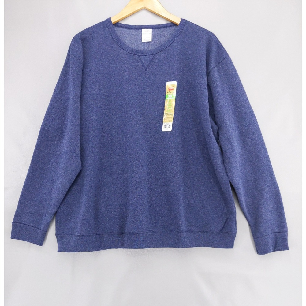 Hanes EcoSmart Sweatshirt Womens 2XL Navy Heather Crewneck Fleece Pullover